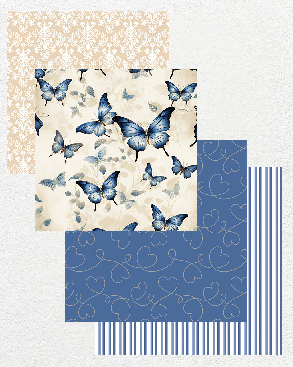 16 Digital Papers - Blue Butterfly Ballet