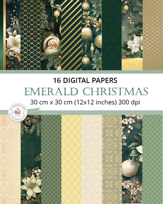 16 Digital Papers - Emerald Christmas
