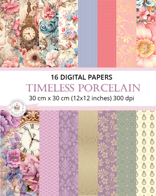 16 Digital Papers - Timeless Porcelain