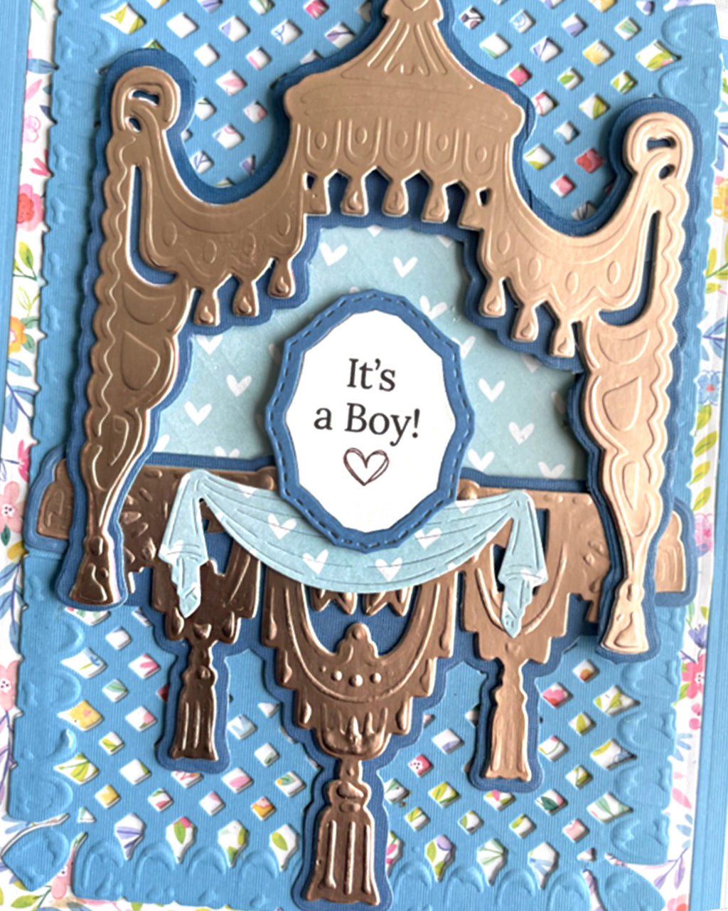 Close up of It's a Boy new baby card, luxury congratulations card for newborn boy New Zealand