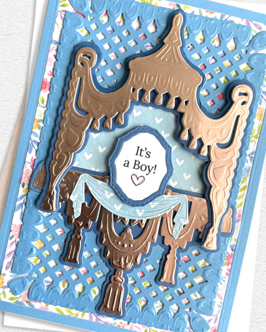 Close up of It's a Boy new baby card, luxury congratulations card for newborn boy New Zealand
