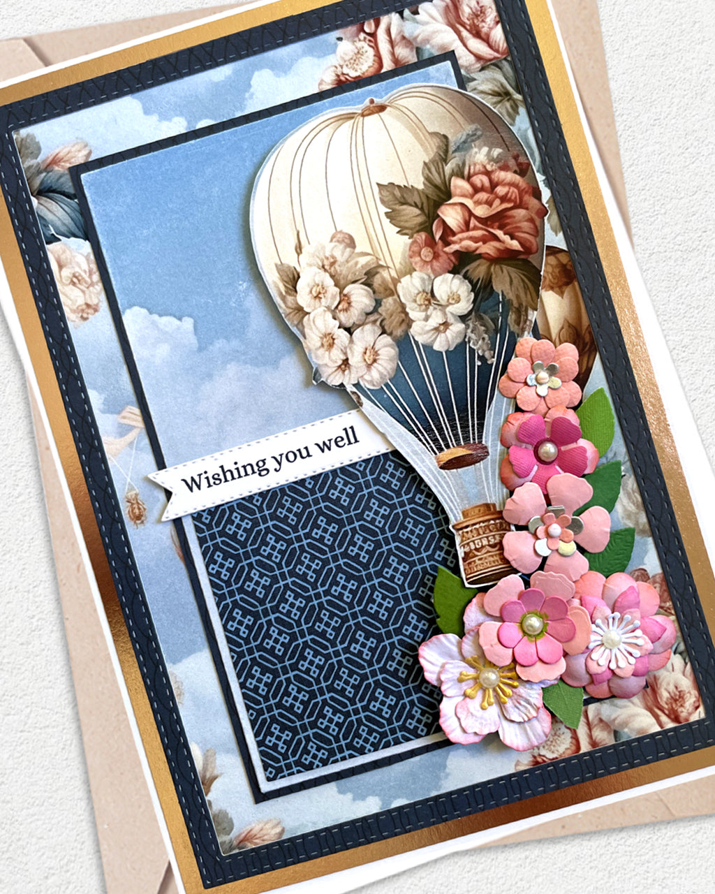 Wishing  you well farewell handmade card made by Del Cards NZ.
