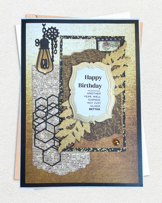 Men's Birthday Card – Vintage Industrial Style