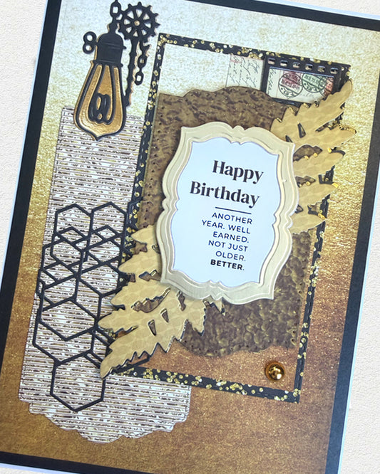 Men's Birthday Card – Vintage Industrial Style