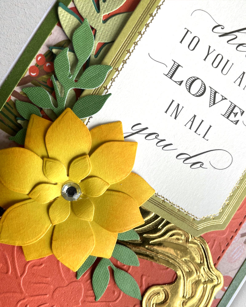 Handmade cheers to you card with vibrant design, made in New Zealand by Del Cards.