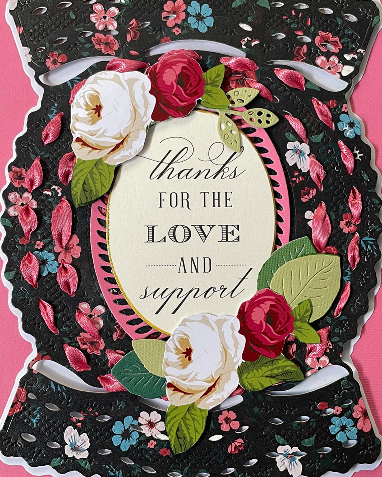 Close up of an elegant Thank you Card made in NZ from Del Cards