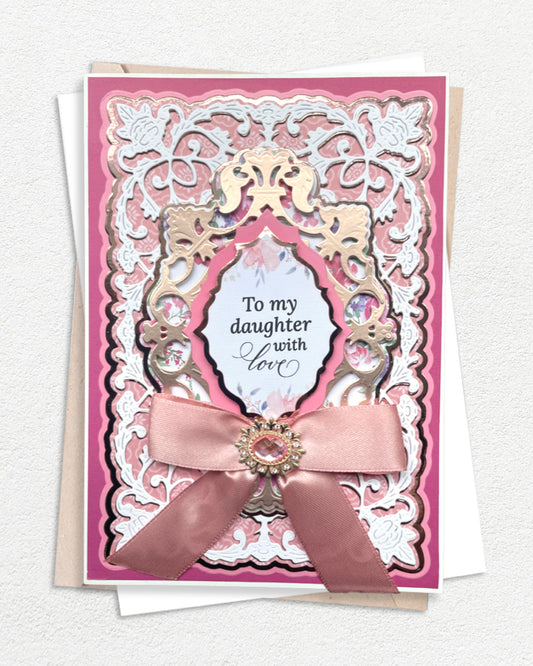 Luxury handmade greeting card made for a special daugther, by Del Cards NZ
