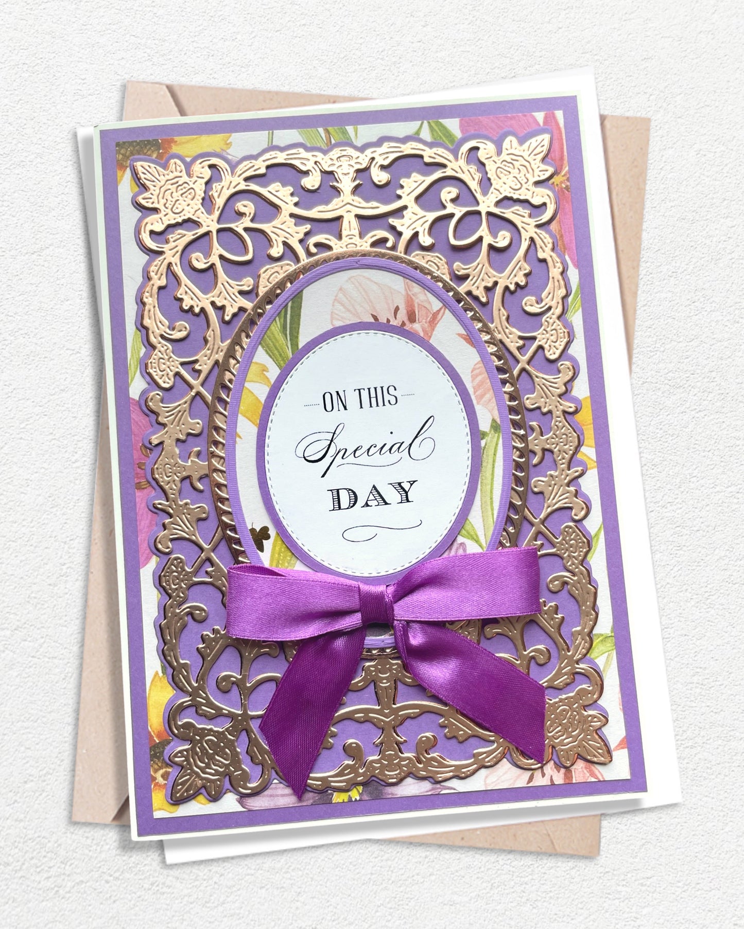 Luxury handmade special occasion card with elegant embellishments, made in Auckland New Zealand — On this Special Day