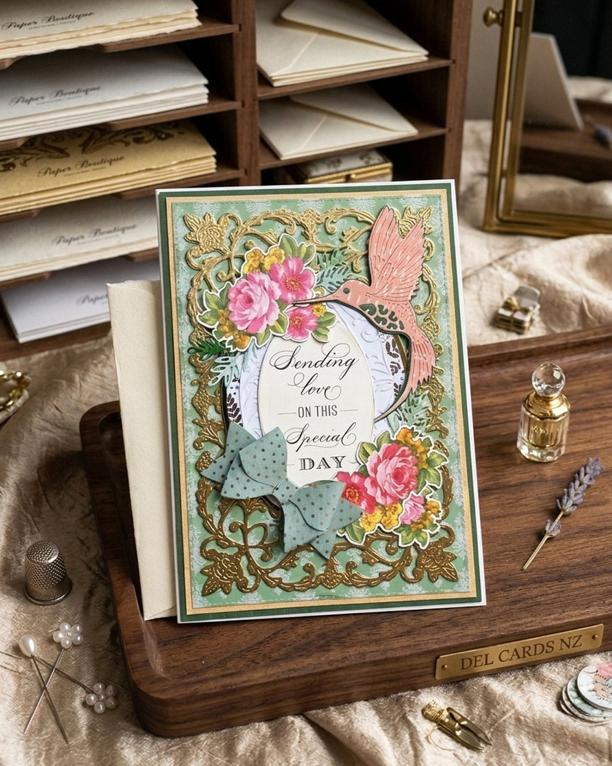 Handmade special occasion card with elegant design, made in Auckland New Zealand — Sending Love on this Special Day
