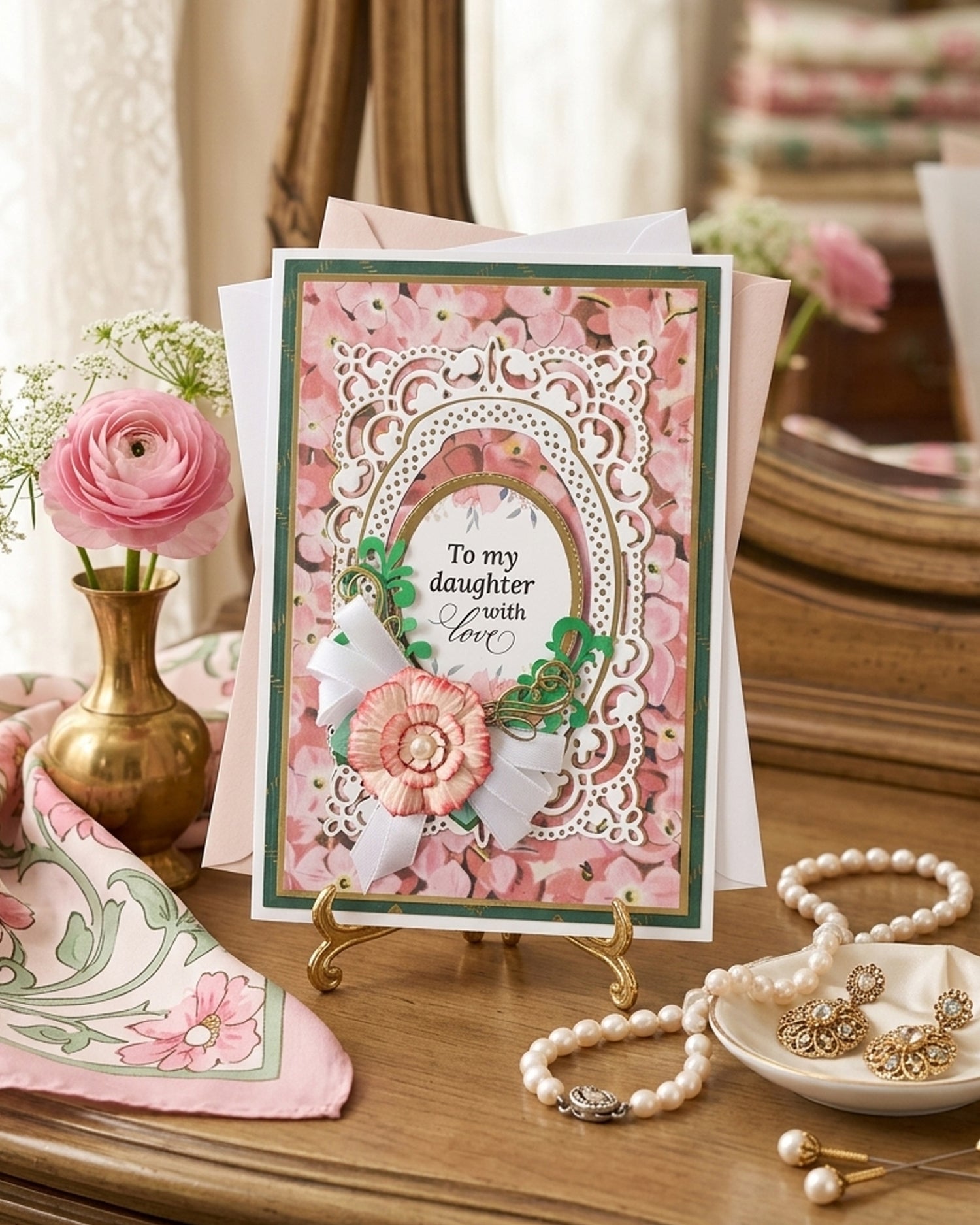 Luxury Handmade Greeting card for sale, made for a daugther, by Del Cards NZ