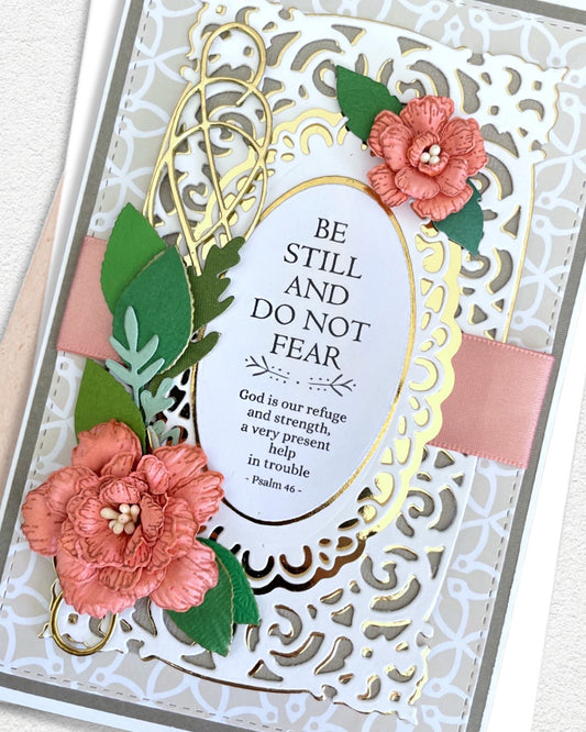 Close up of inspiring Christian greeting Card made by Del in NZ