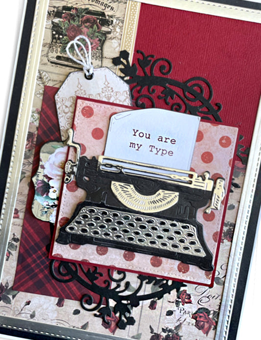 Close up of romantic love card with vintage typewritter, made in New Zealand — You are My Type