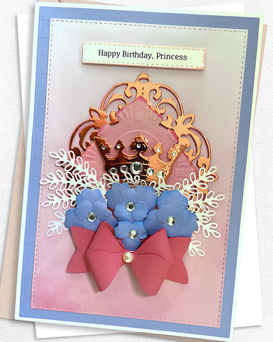 Handmade birthday card for a princess, made in New Zealand — Happy Birthday Princess
