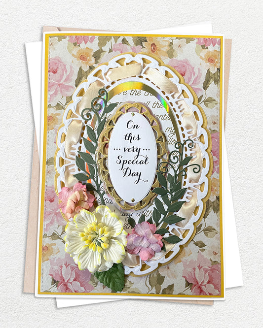 Premium handmade special occasion greeting card with elegant embellishments, made in New Zealand — On this very Special Day