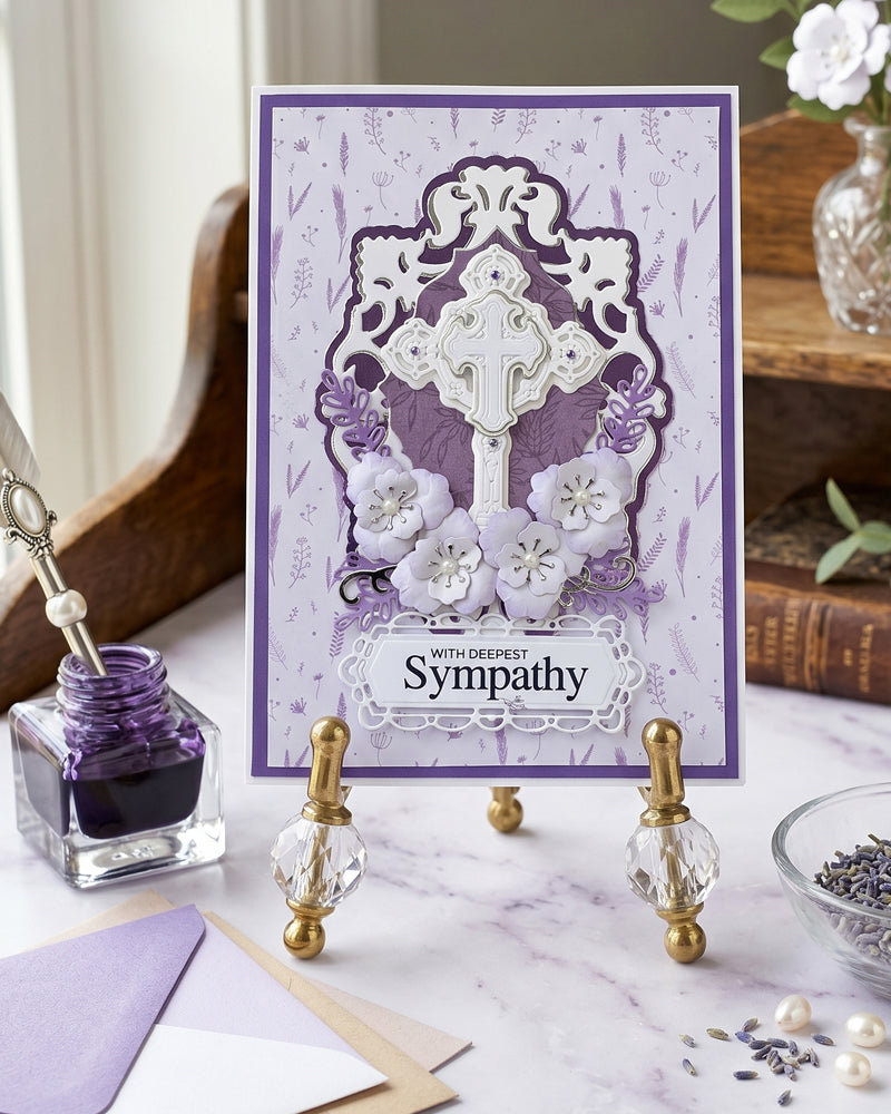 Luxury Handmade Card with Deepest Sympathy, truly special, made by Del Cards.