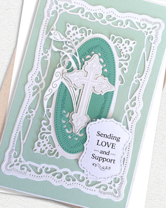 Close up of sympathy card made in NZ