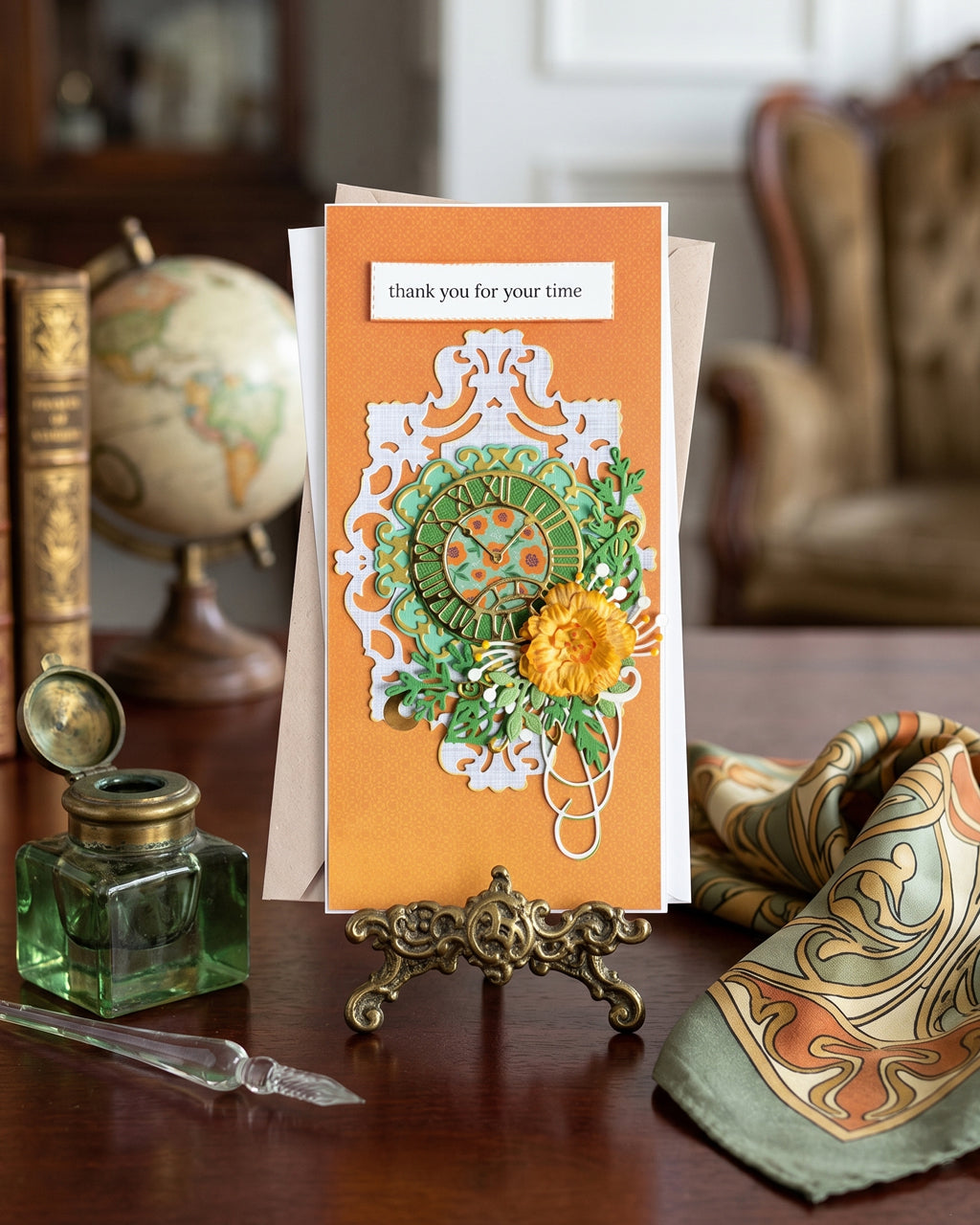 An elegant handmade thank you card made by Del Cards, in NZ