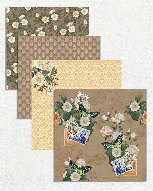 A4 Digital Paper Pack - Vintage Flowers - PDF Printer Friendly