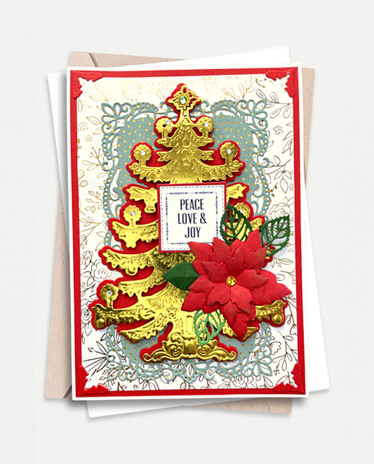 Golden Christmas Tree - Peace, Love & Joy